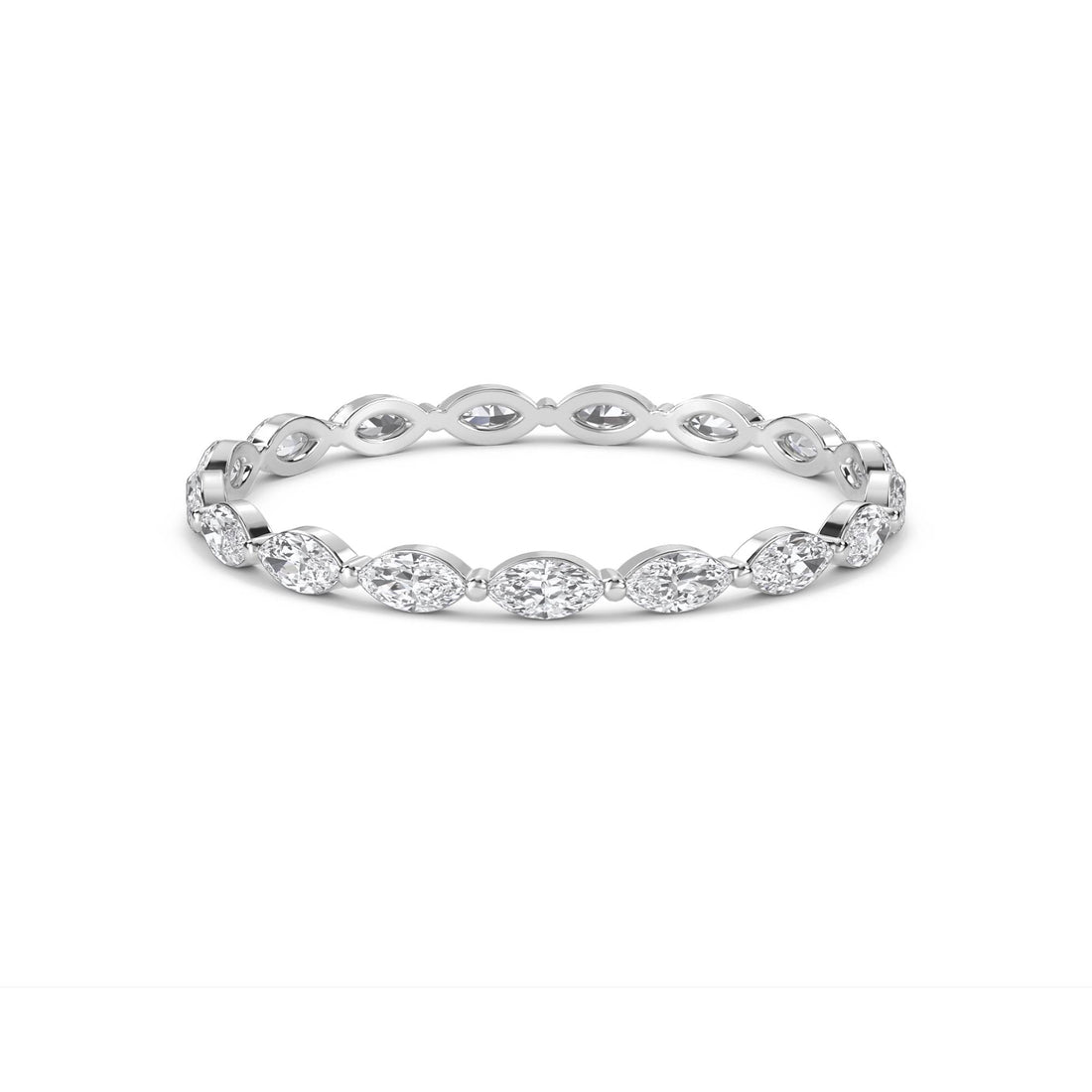 Marquise Diamond Eternity Band - White Gold - Pose 1