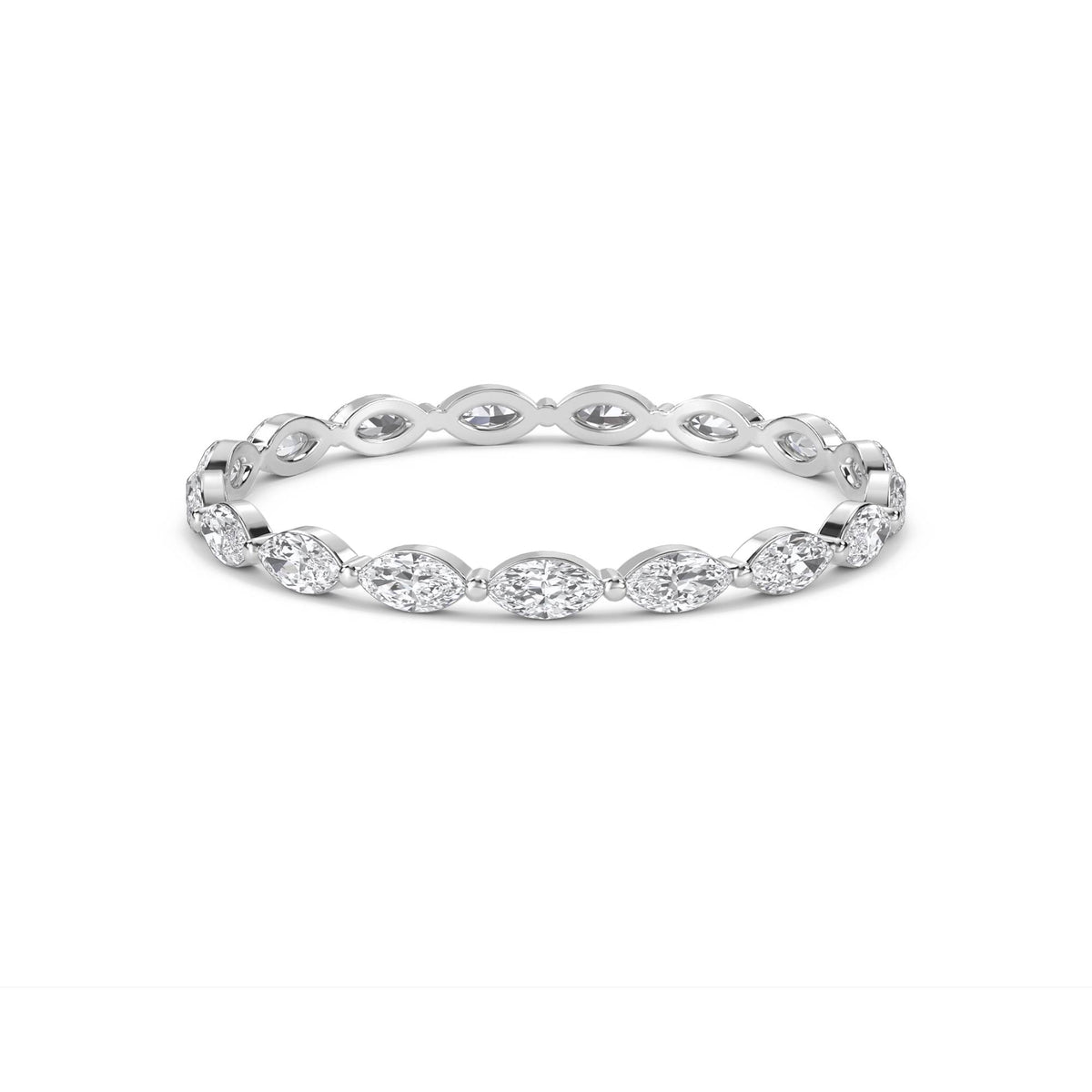Marquise Diamond Scalloped Eternity Ring (Silver) - image 1