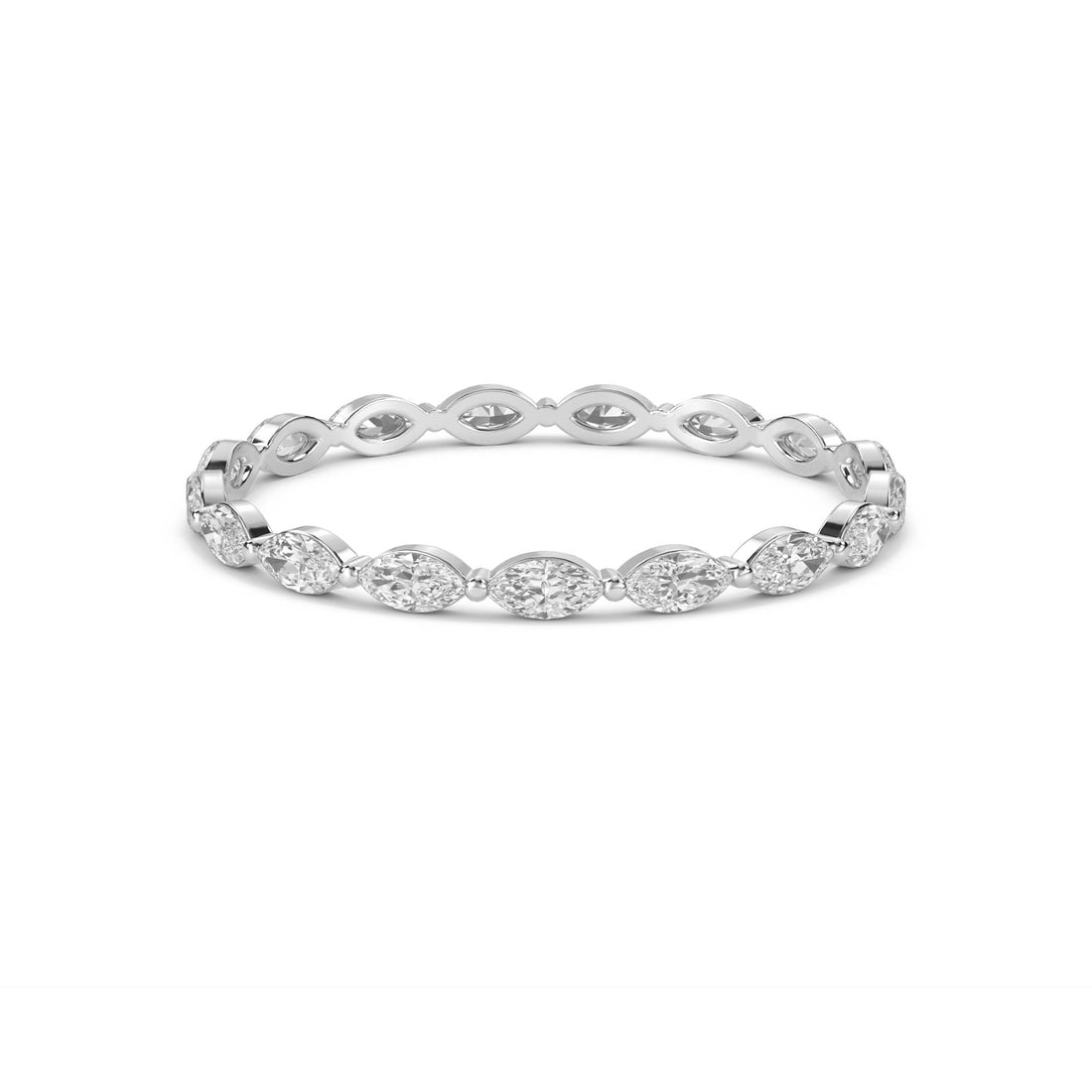 Marquise Diamond Scalloped Eternity Ring (Silver) - image 1