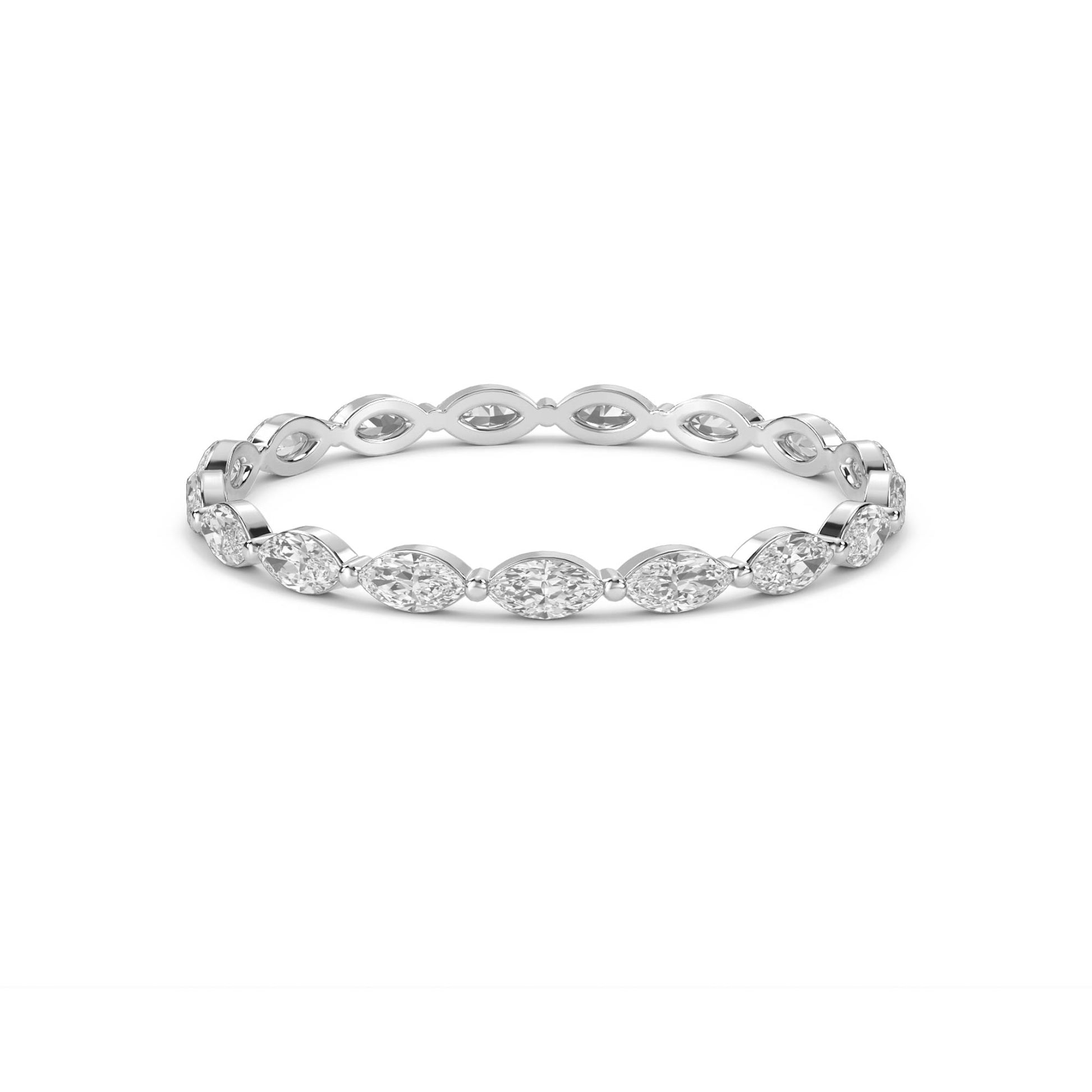 Marquise Diamond Scalloped Eternity Ring (Silver) - image 1