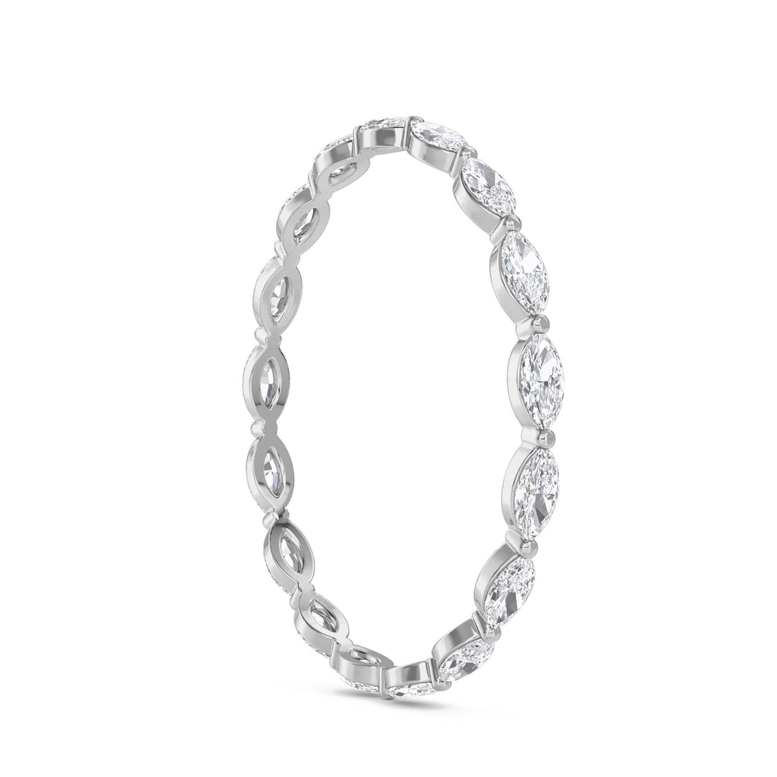 Marquise Diamond Scalloped Eternity Ring (Silver) - image 1