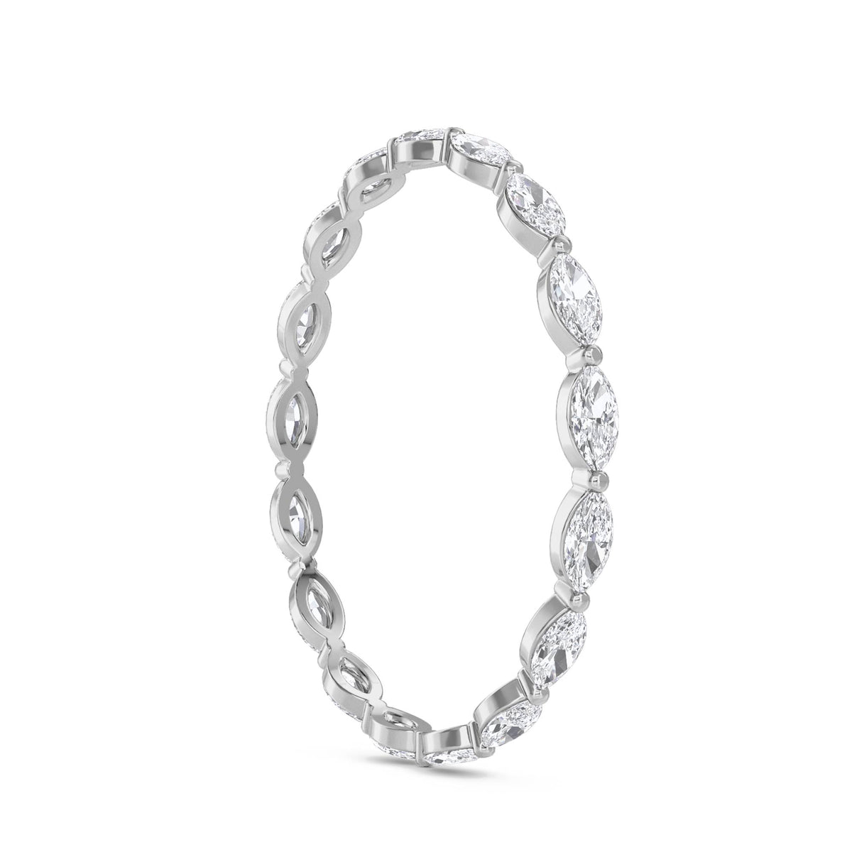Marquise Diamond Scalloped Eternity Ring (Silver) - image 2