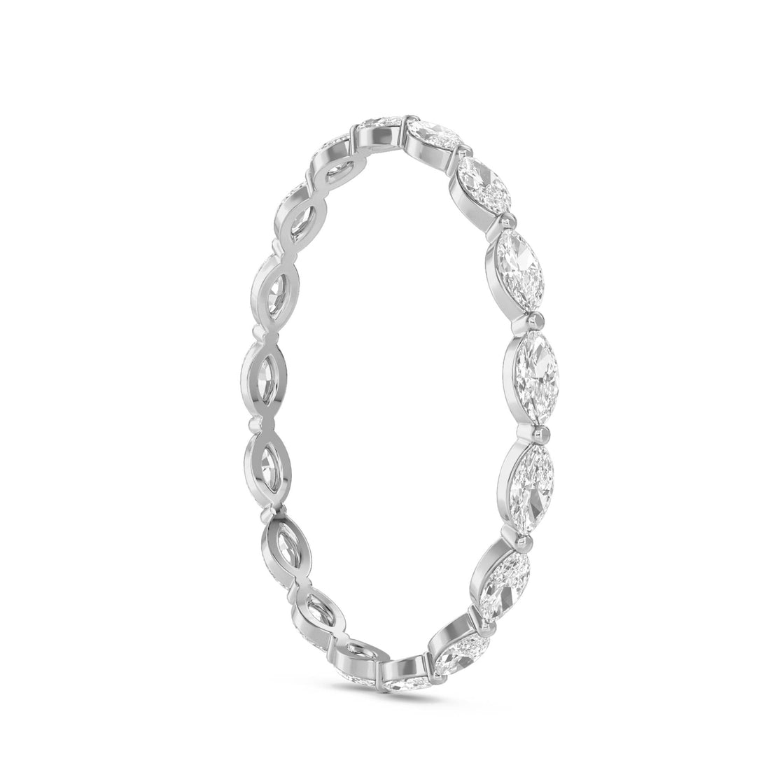 Marquise Diamond Scalloped Eternity Ring (Silver) - image 1
