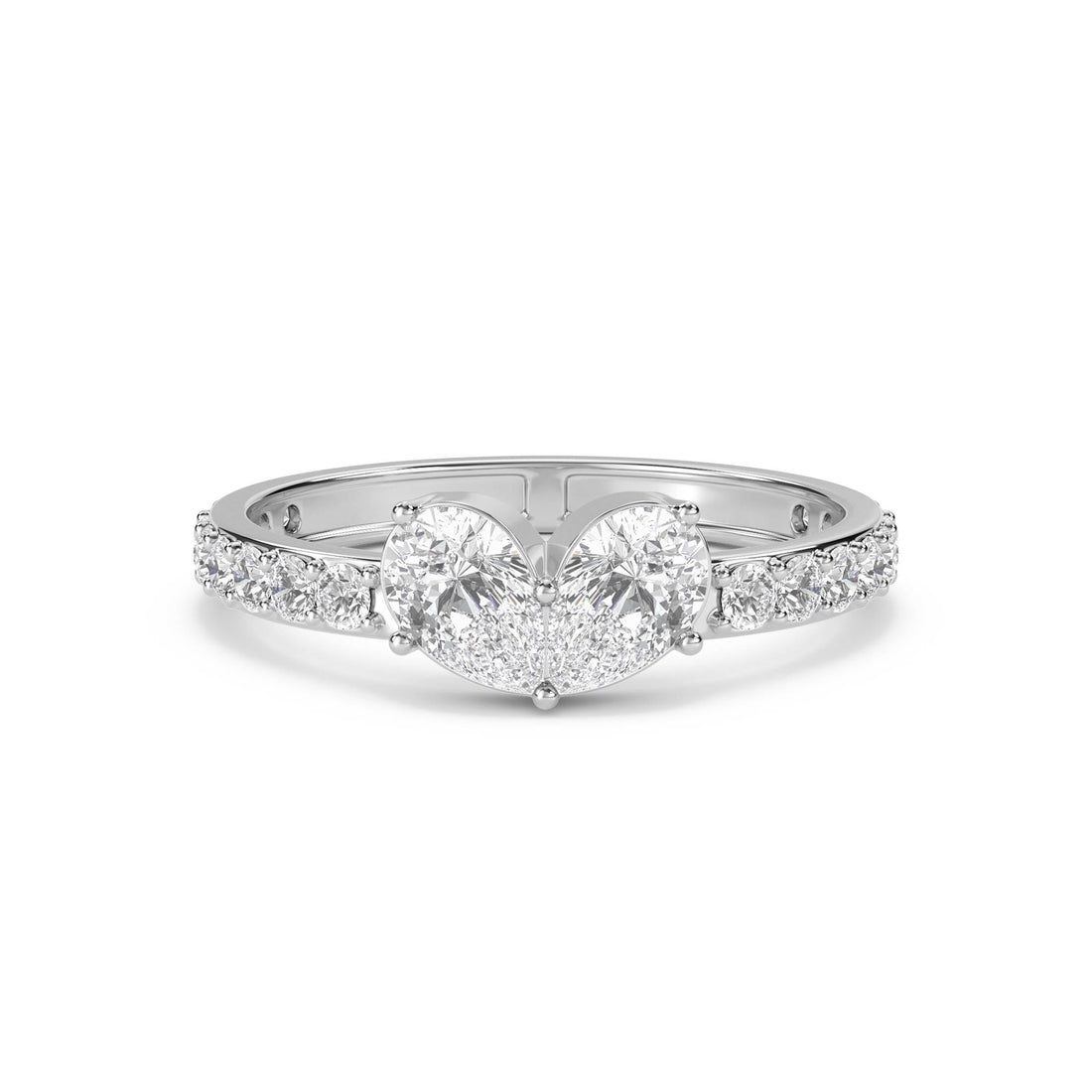 Lab Grown Diamond Heart Cluster Ring with Pavé Shoulders (Silver) - image 1