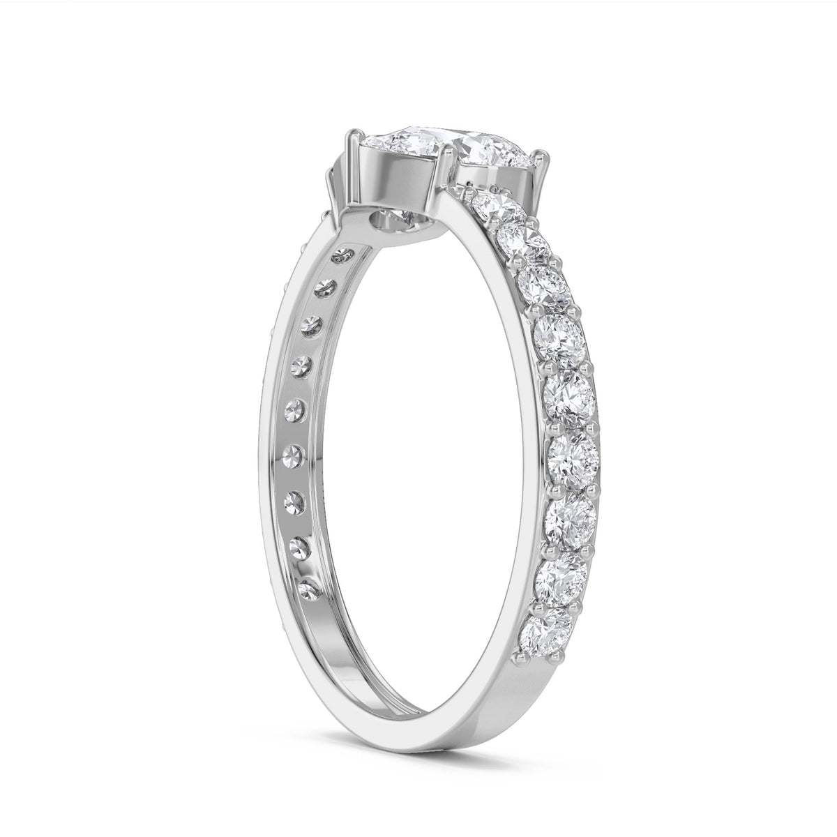 Lab Grown Diamond Heart Cluster Ring with Pavé Shoulders (Silver) - image 2