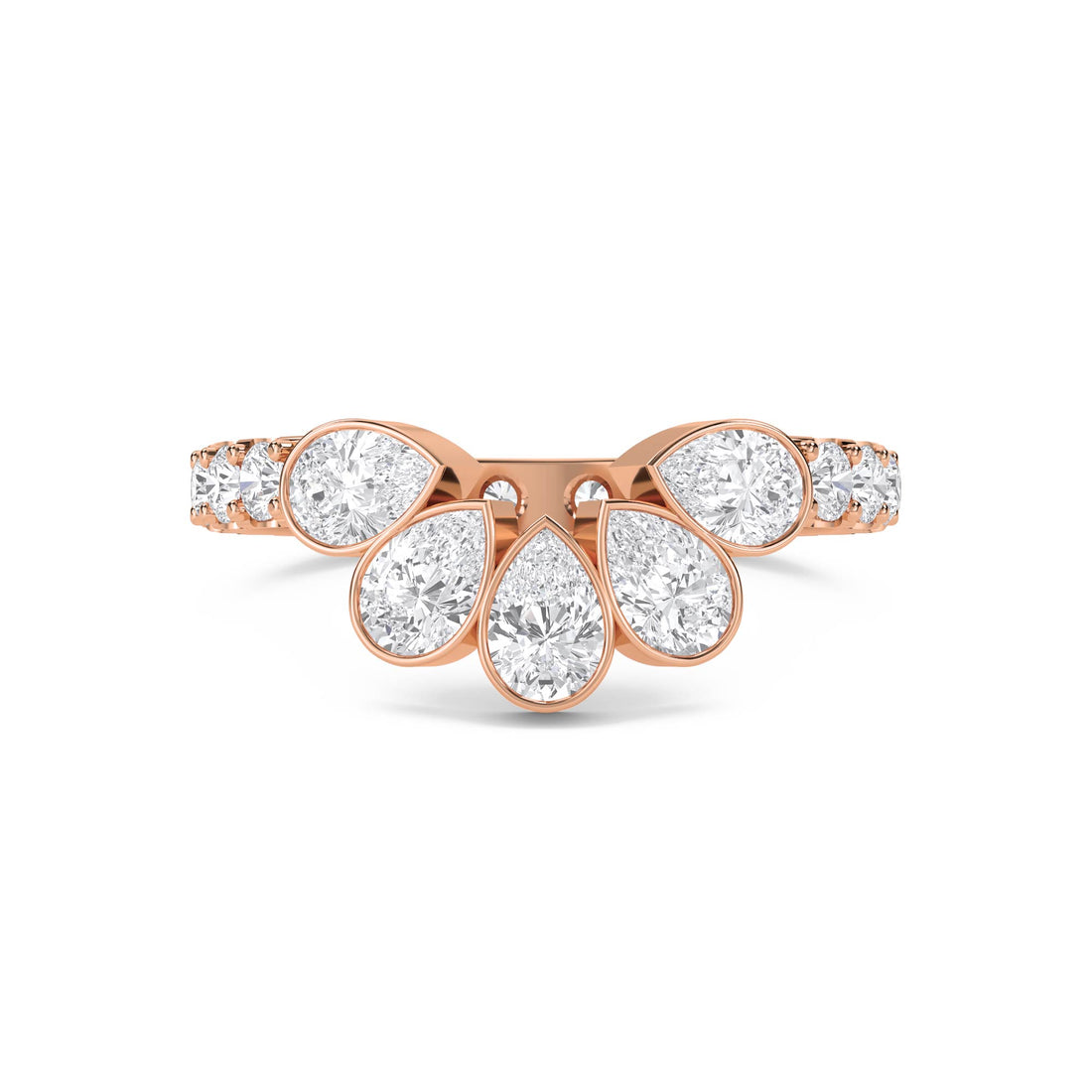 Pear-Shaped Diamond Cluster Ring