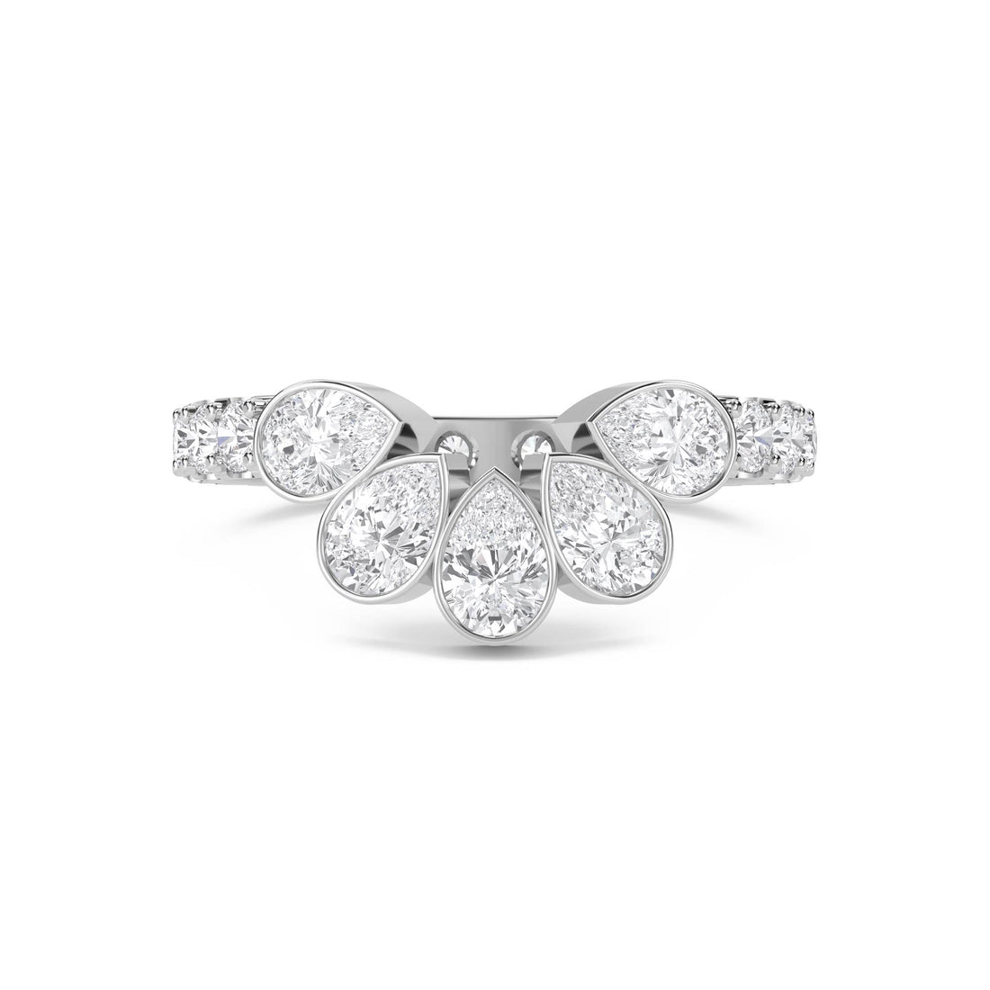 Pear-Shaped Diamond Cluster Ring