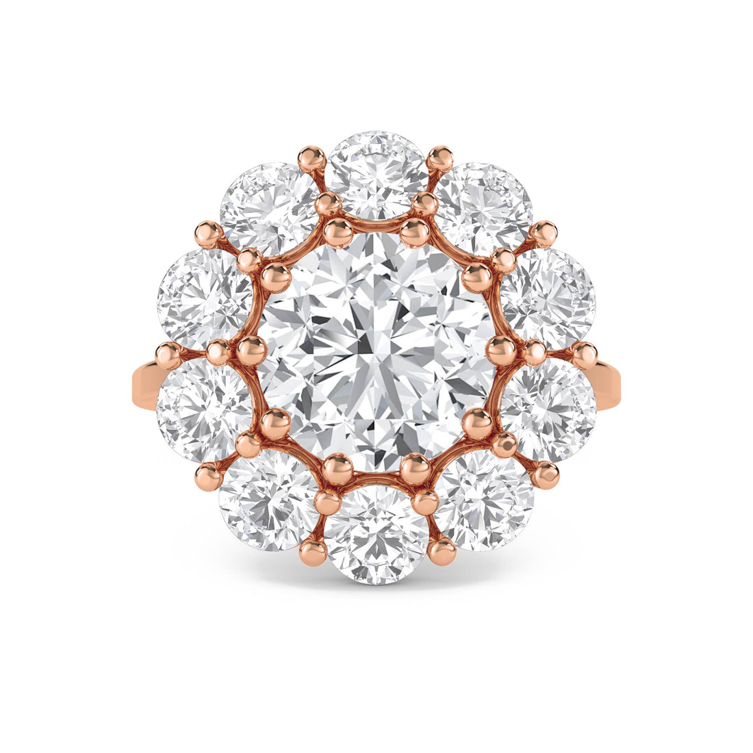 Round Diamond Cluster Halo Ring