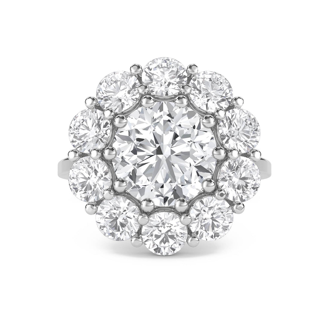 Round Diamond Cluster Halo Ring