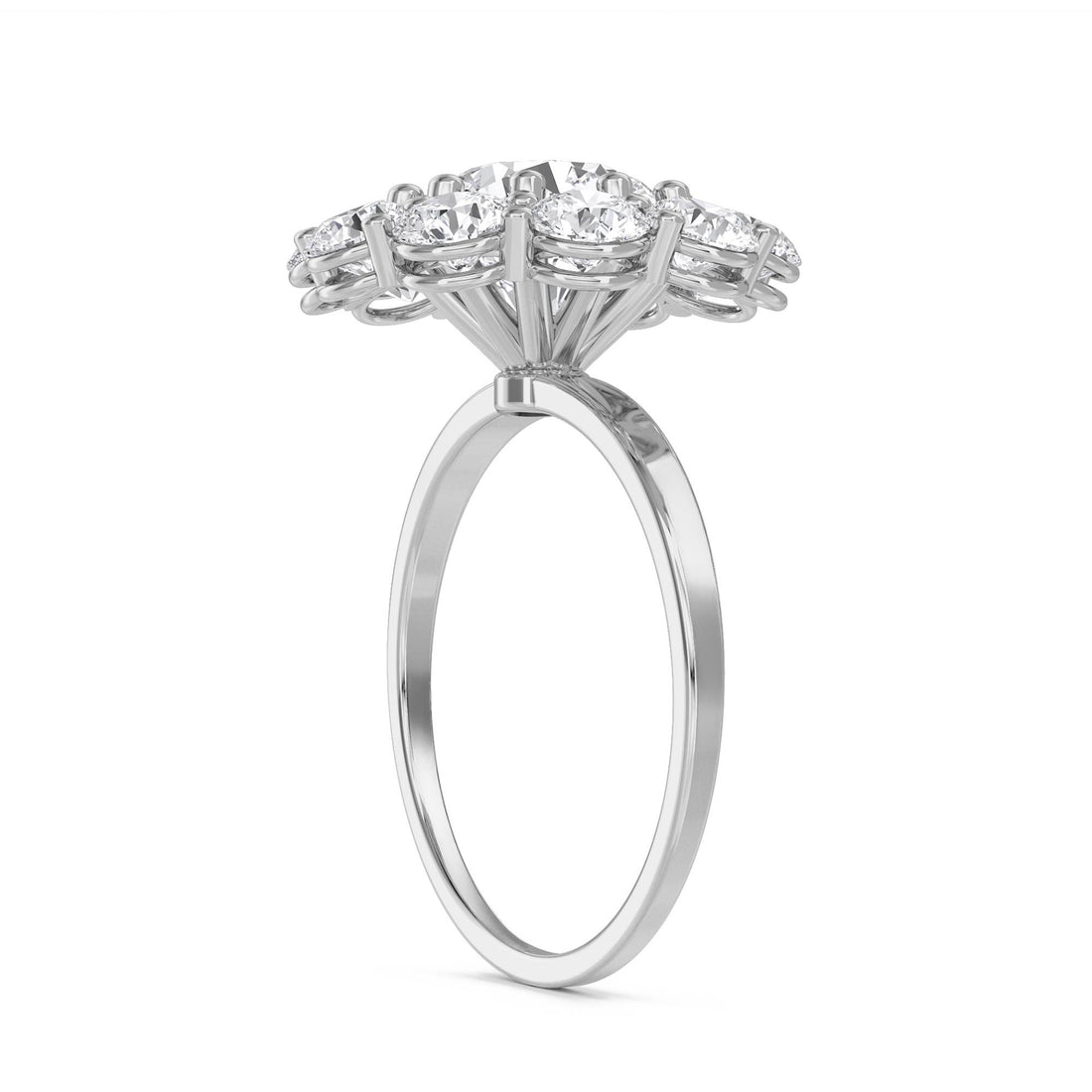 Round Diamond Cluster Halo Ring (Silver)