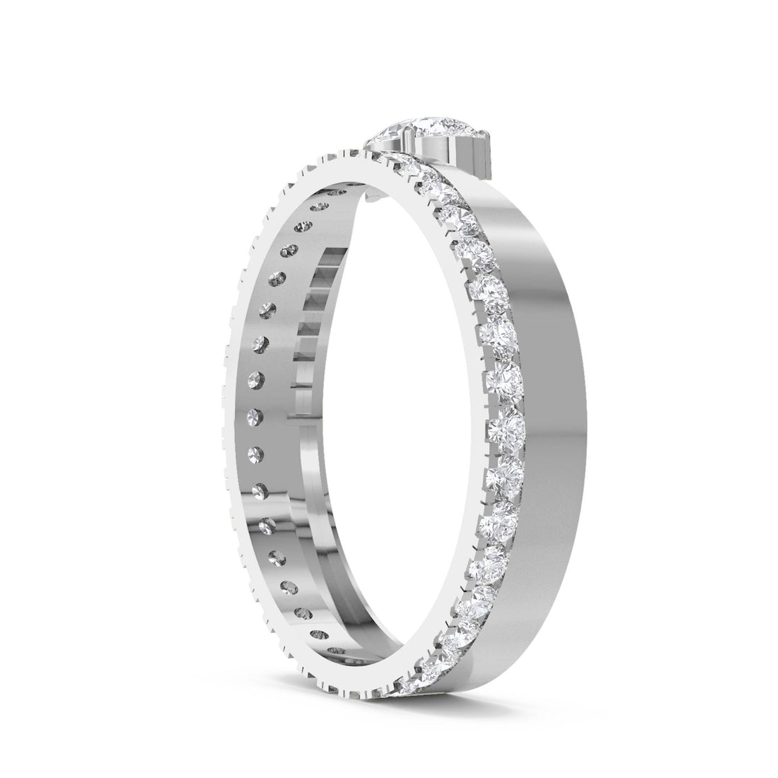 Asymmetric Pear Diamond Crossover Ring (Silver) - image 1