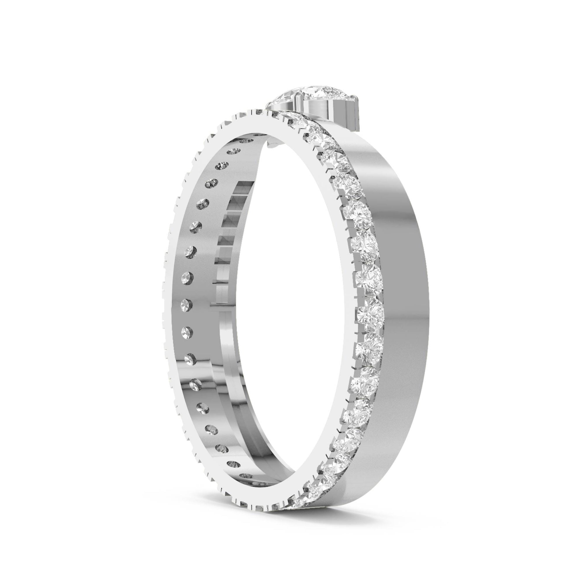 Asymmetric Pear Diamond Crossover Ring (Silver) - image 2