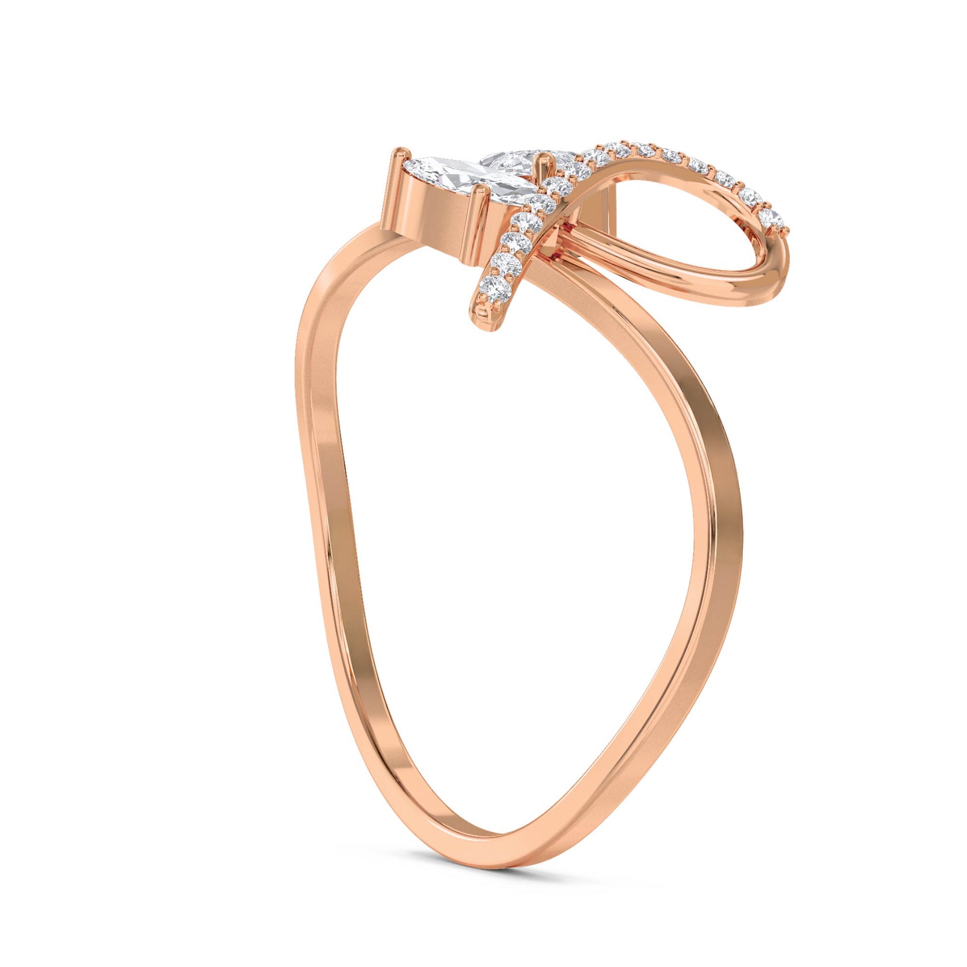Marquise Diamond Bow Ring - Rose Gold - Pose 2