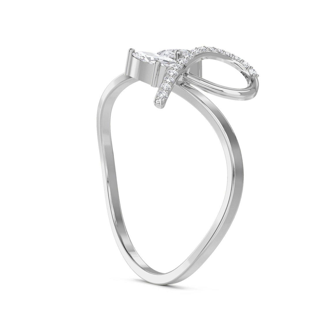 Marquise Diamond Bow Ring (Silver) - image 1
