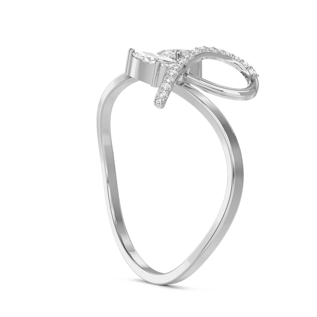Marquise Diamond Bow Ring (Silver) - image 1