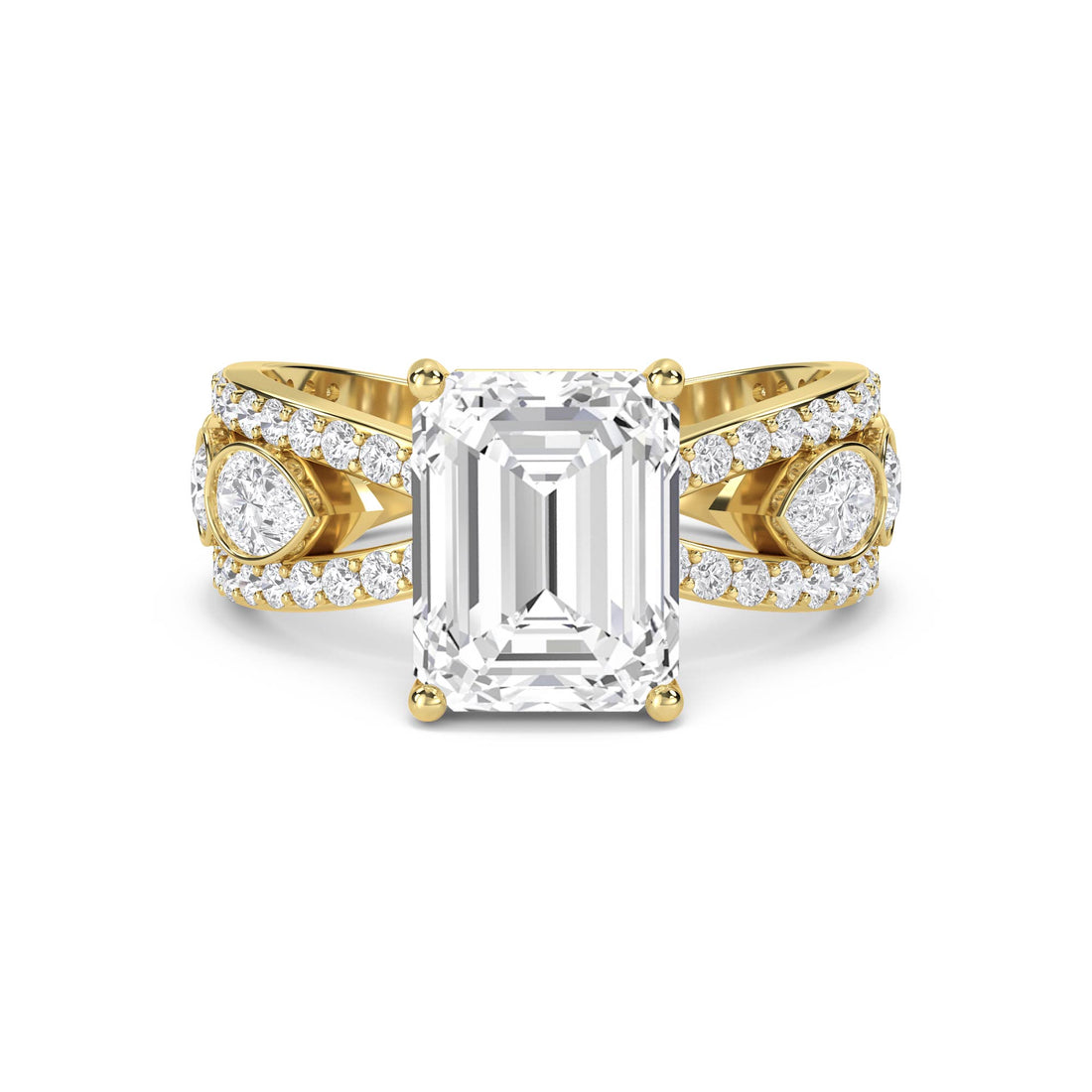 Emerald Cut Lab Grown Diamond Ring with Pear Side Stones - image 1