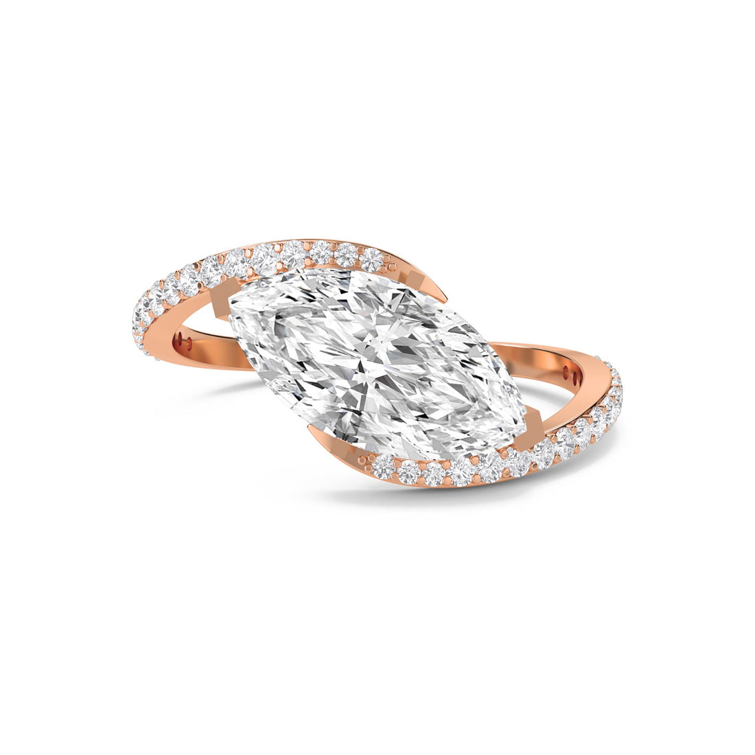 Marquise Lab Grown Diamond Ring with Sculptural Bypass Band