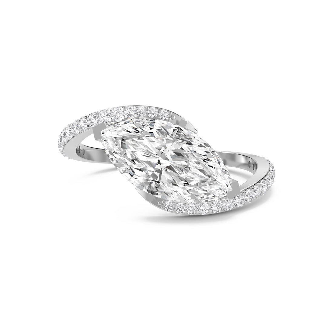Marquise Lab Grown Diamond Ring with Sculptural Bypass Band