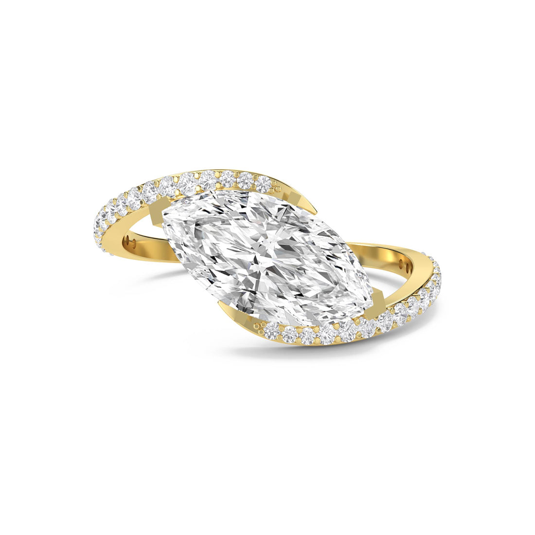 Marquise Lab Grown Diamond Ring with Sculptural Bypass Band - image 1