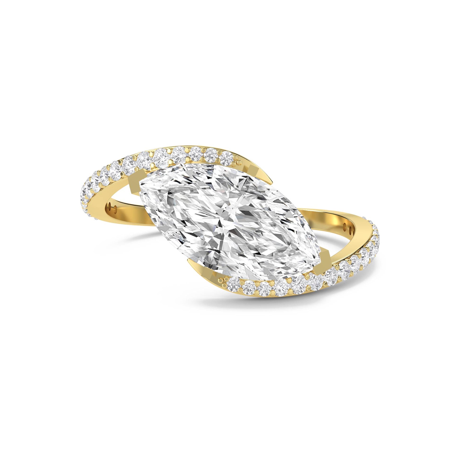 Marquise Lab Grown Diamond Ring with Sculptural Bypass Band - image 1
