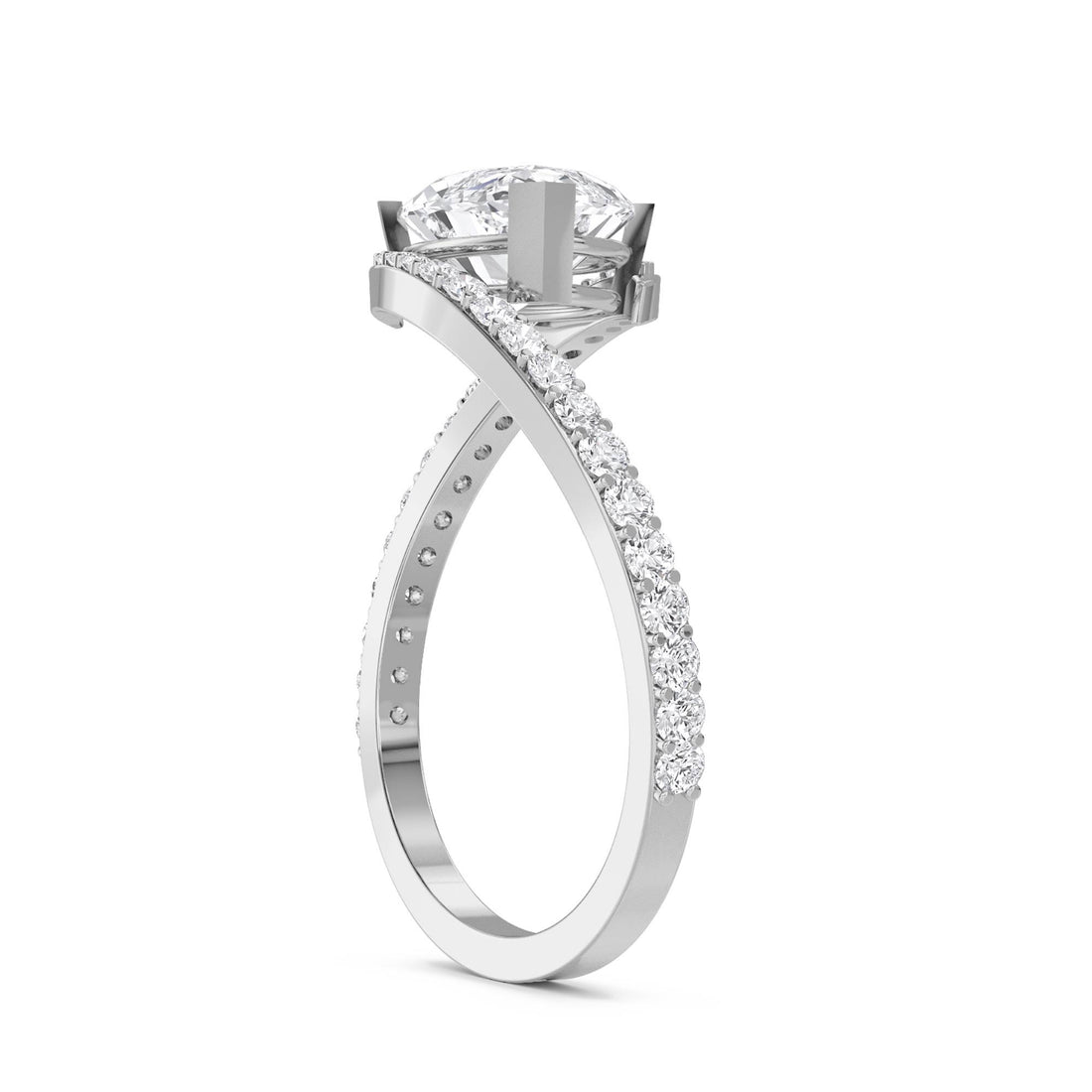 Marquise Lab Grown Diamond Ring with Sculptural Bypass Band (Silver)