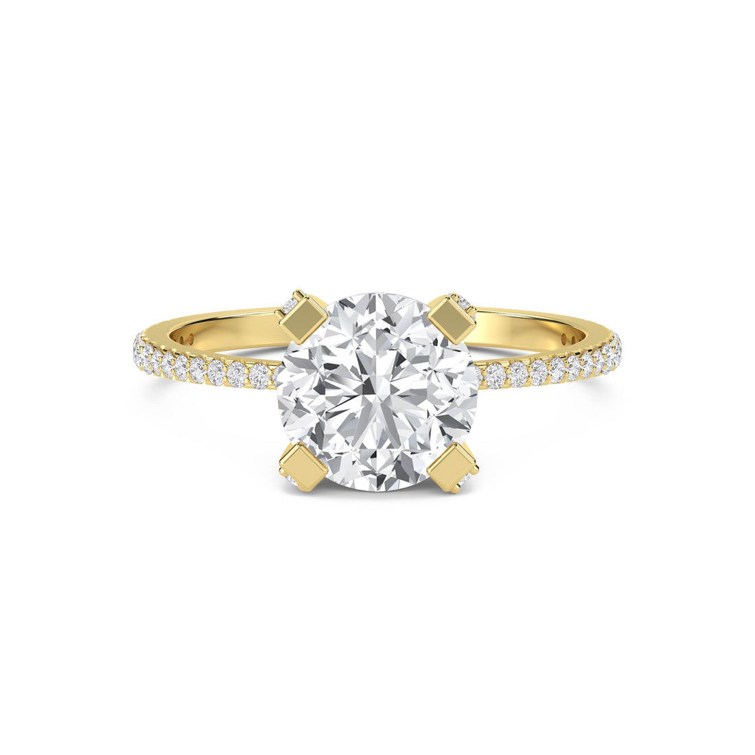Round Lab Grown Diamond Solitaire Ring with Square Prongs - image 1