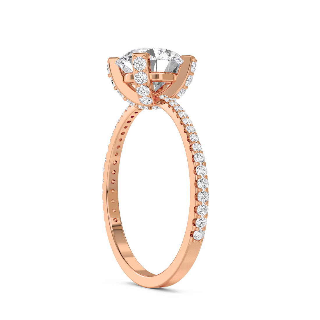 Round Lab Grown Diamond Solitaire Ring with Square Prongs