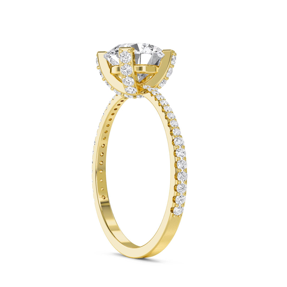 Round Lab Grown Diamond Solitaire Ring with Square Prongs