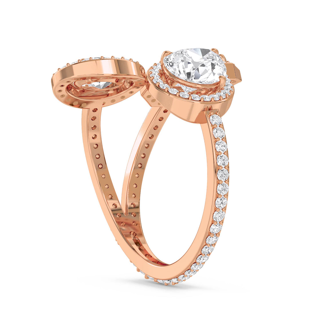 Three-Ring Diamond Halo Stack Set: Emerald, Pear & Oval