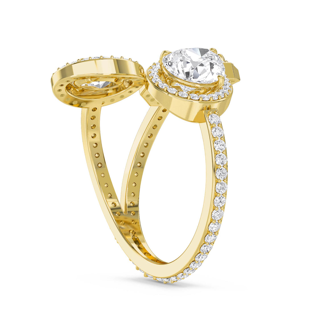 Three-Ring Diamond Halo Stack Set: Emerald, Pear & Oval