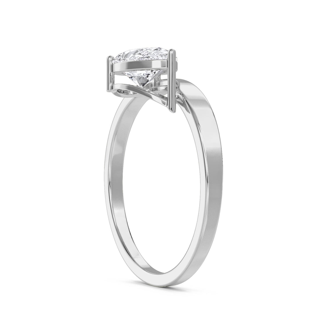 Pear Diamond Ring with Sleek Modern Band (Silver) - image 1