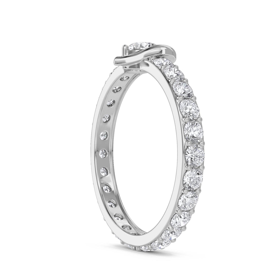Diamond Ring with Heart-Shaped Setting and Pavé Band (Silver) - image 1