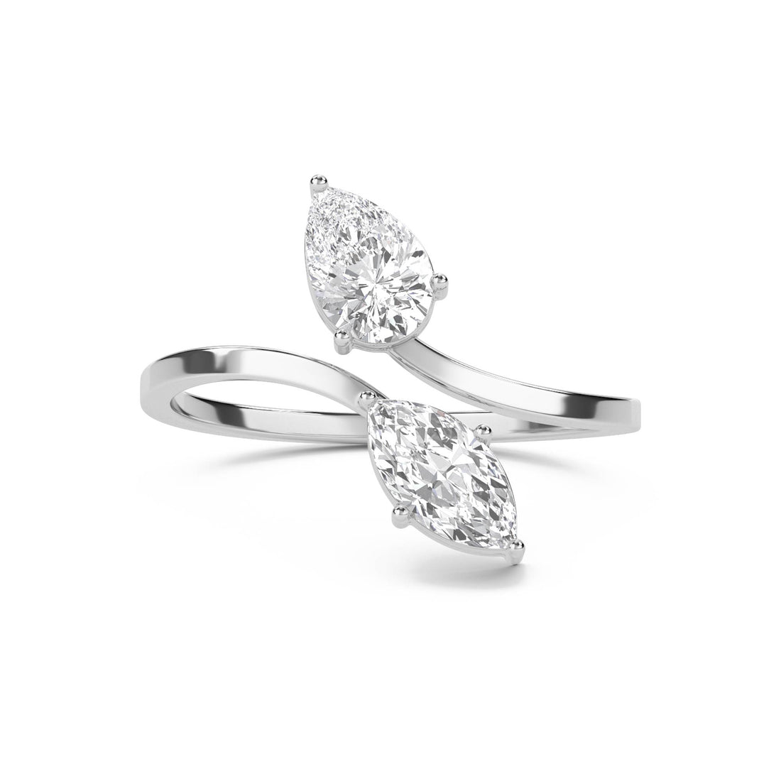 Pear & Marquise Toi et Moi Diamond Ring (Silver) - image 1
