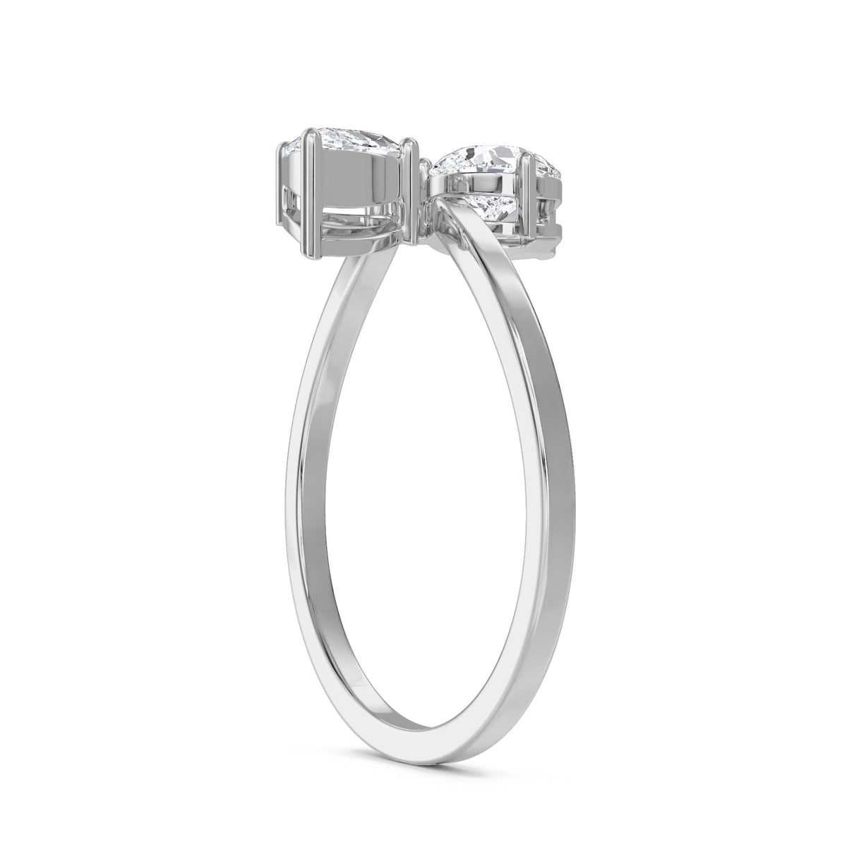 Pear & Marquise Toi et Moi Diamond Ring (Silver) - image 2