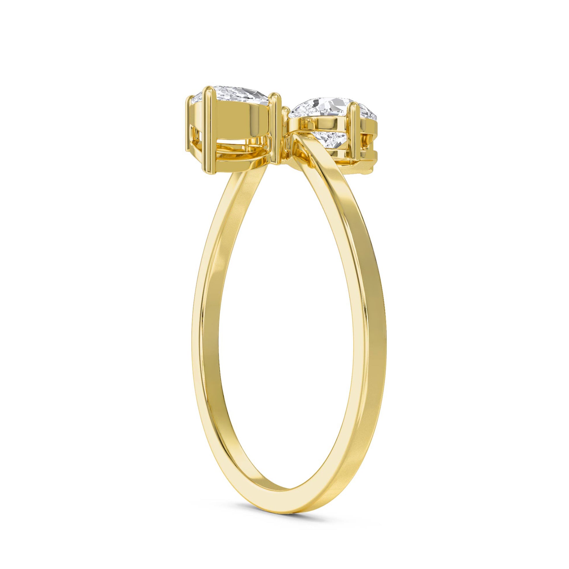 Pear & Marquise Toi et Moi Diamond Ring - Yellow Gold - Pose 2