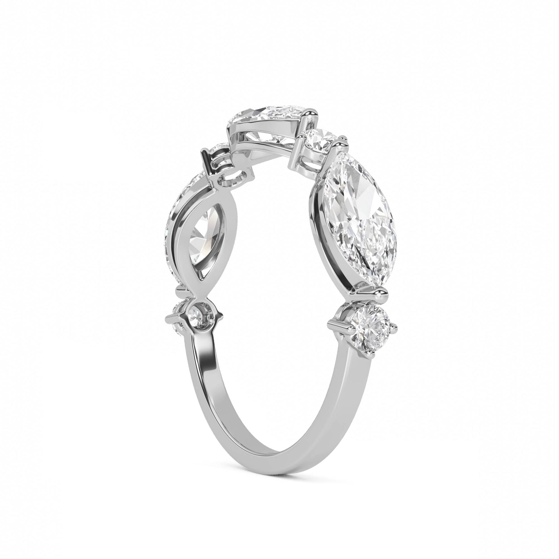 Marquise Harmony Diamond Ring (Silver) - image 2
