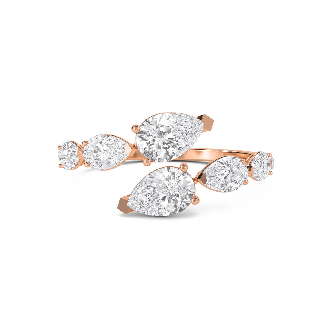 Pear & Round Lab Grown Diamond Open Climber Ring