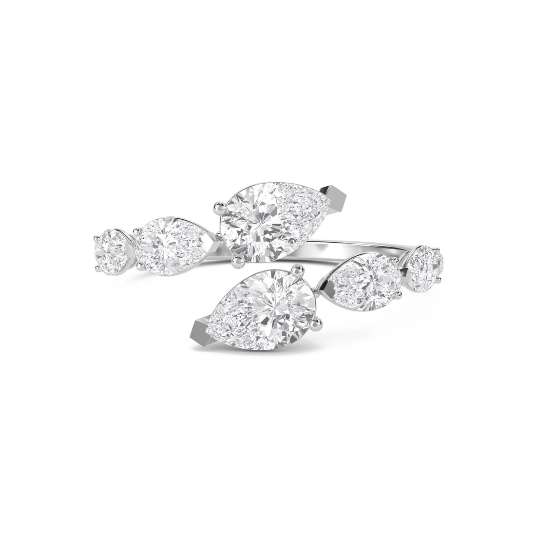 Pear & Round Lab Grown Diamond Open Climber Ring (Silver)