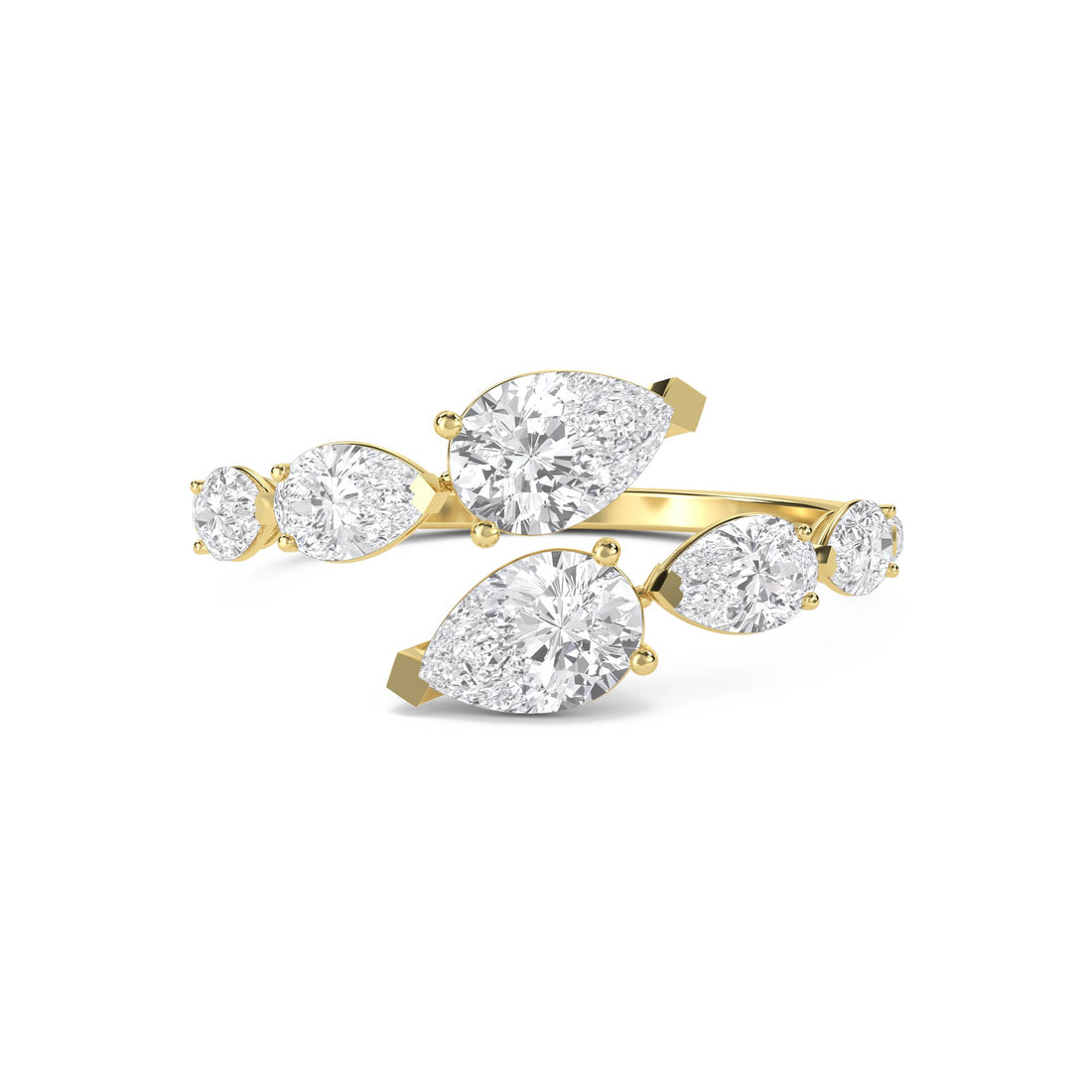 Pear & Round Lab Grown Diamond Open Climber Ring - image 1