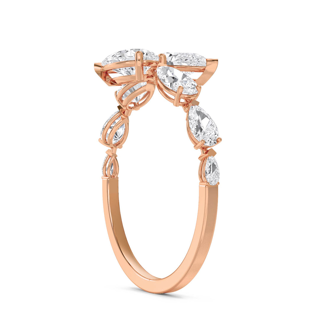Pear & Round Lab Grown Diamond Open Climber Ring