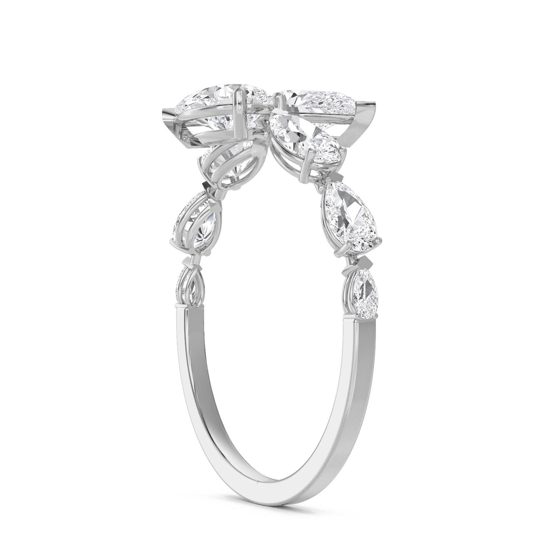 Pear & Round Lab Grown Diamond Open Climber Ring (Silver)