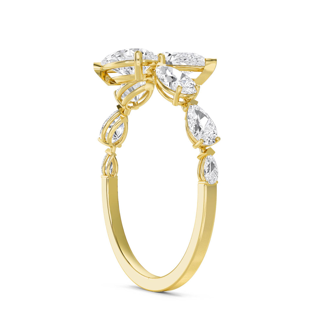 Pear & Round Lab Grown Diamond Open Climber Ring