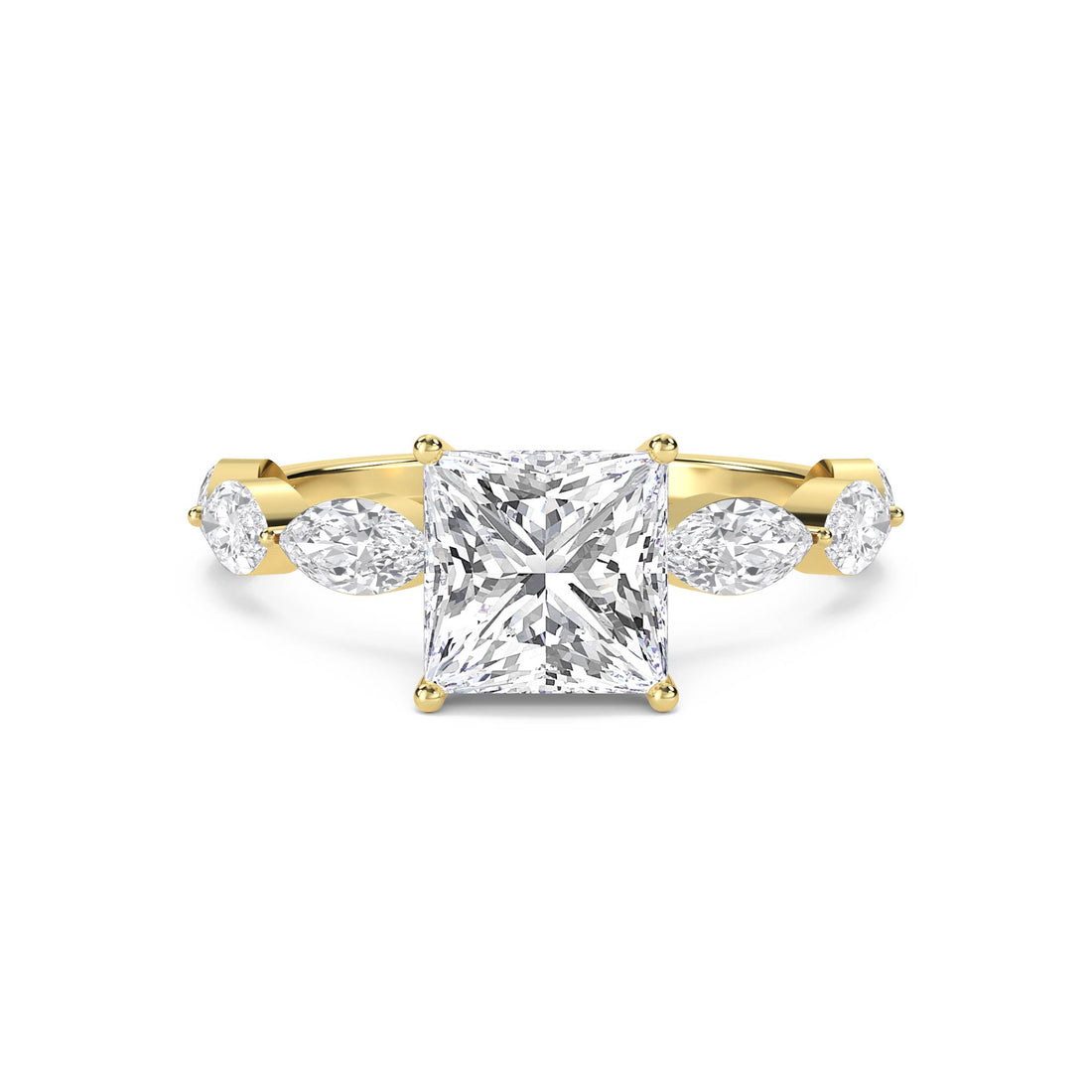 Princess Cut Lab Grown Diamond Ring with Marquise Accents - image 1