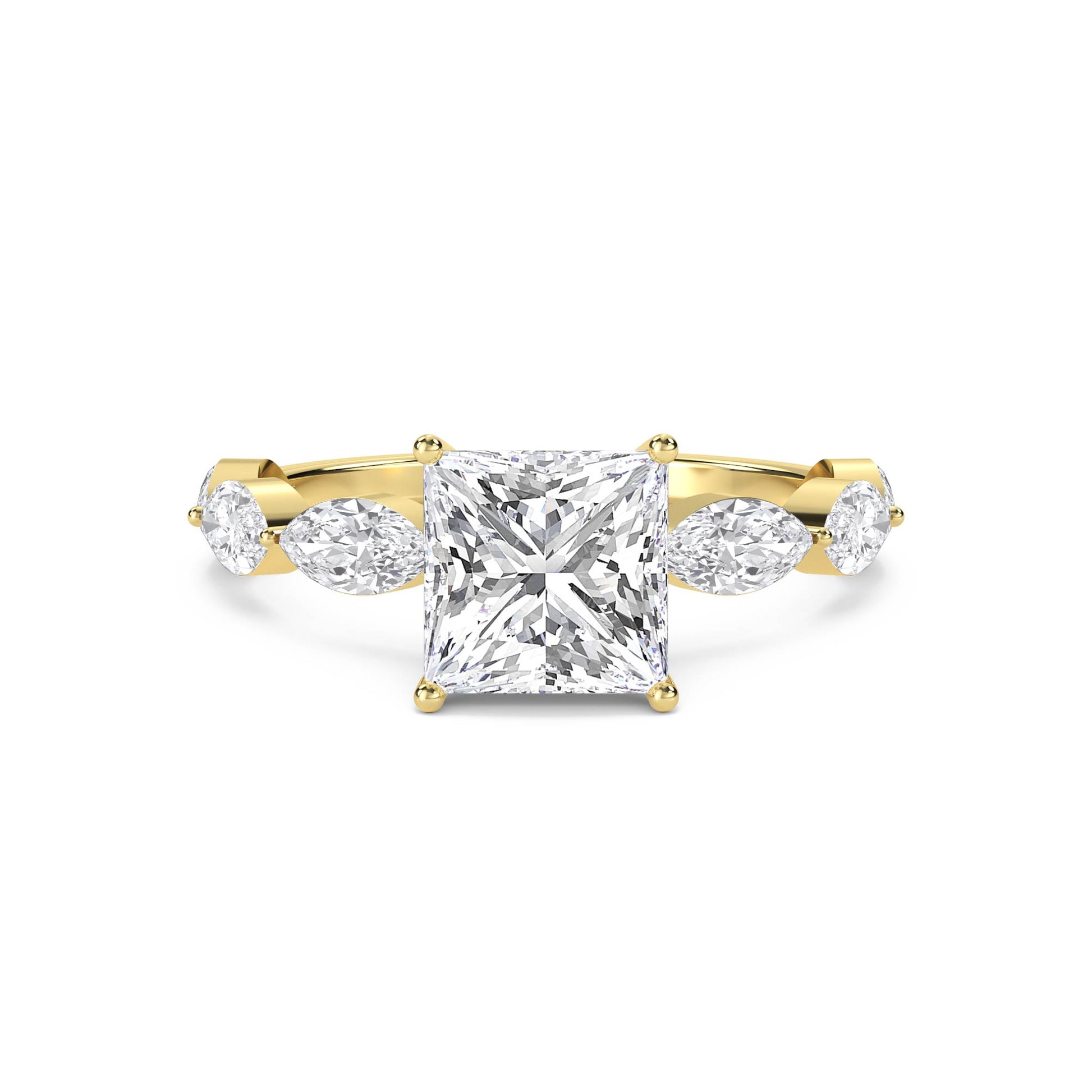 Princess Cut Lab Grown Diamond Ring with Marquise Accents - image 1