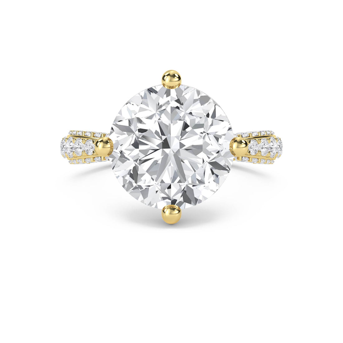 Round Lab Grown Diamond Solitaire Ring with Pavé Shoulders - image 1