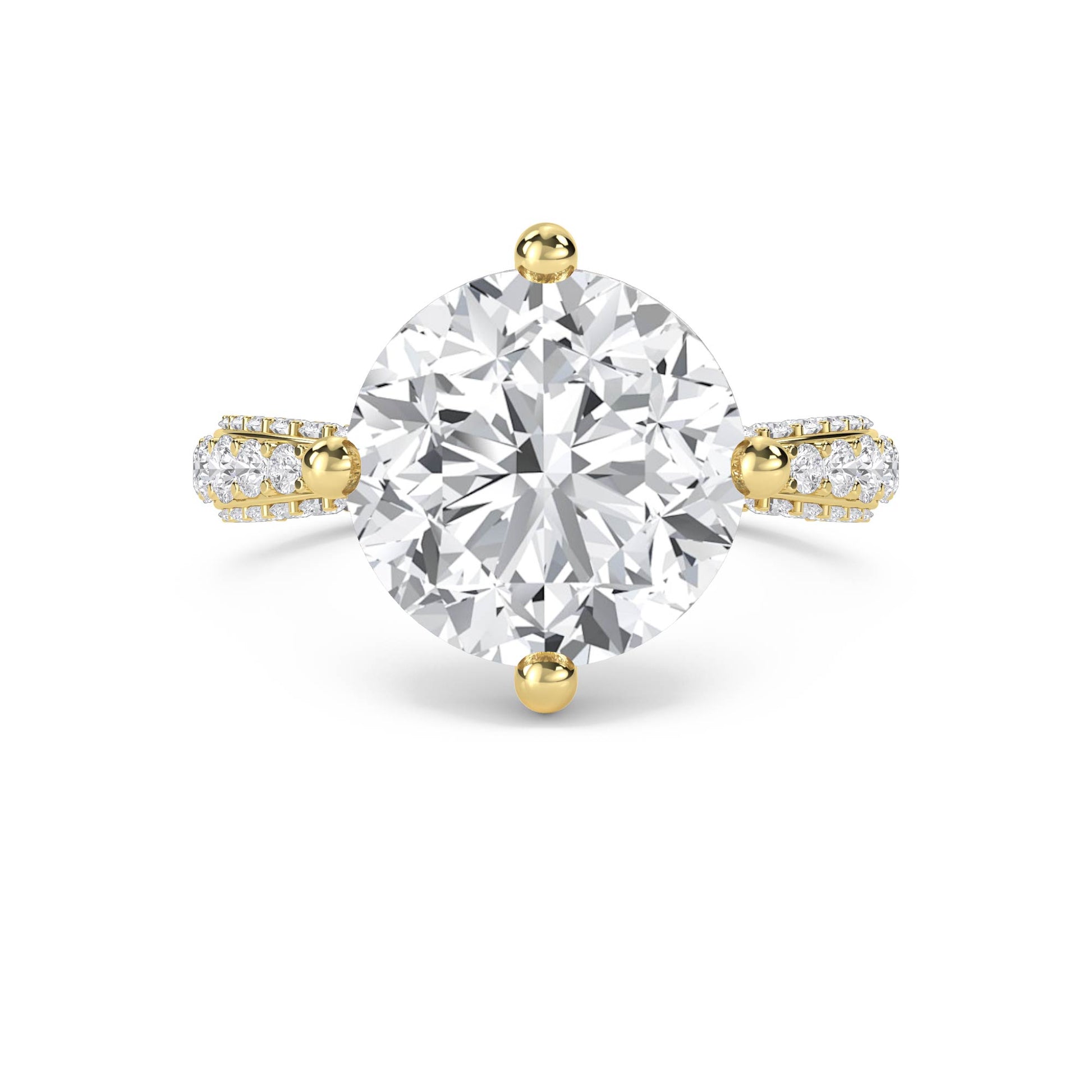 Round Lab Grown Diamond Solitaire Ring with Pavé Shoulders - image 1