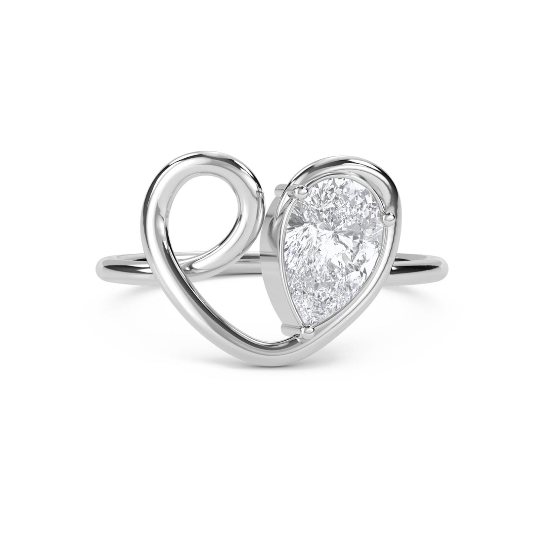 Heart Loop Pear Diamond Ring (Silver) - image 1