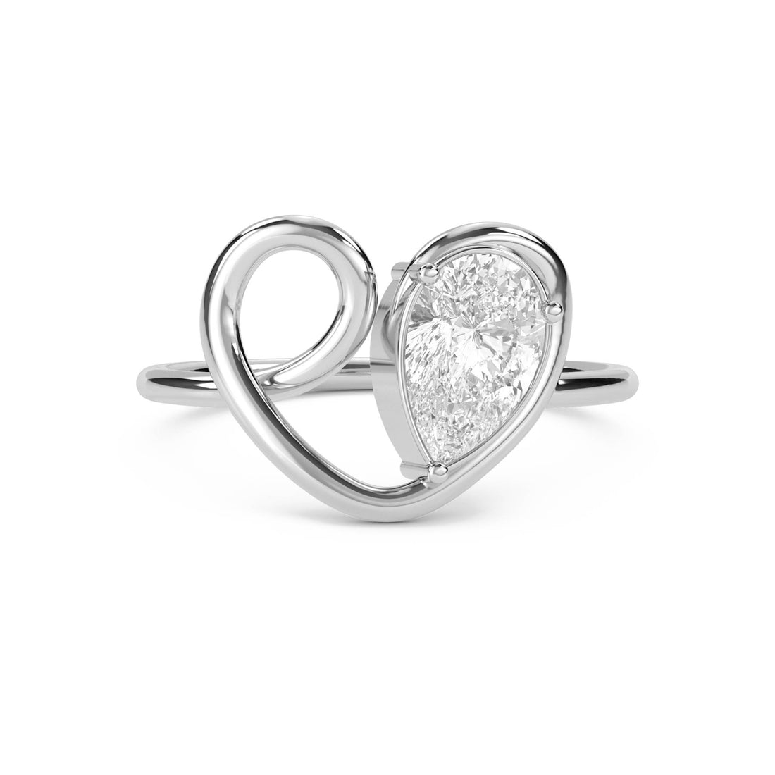 Heart Loop Pear Diamond Ring (Silver) - image 1