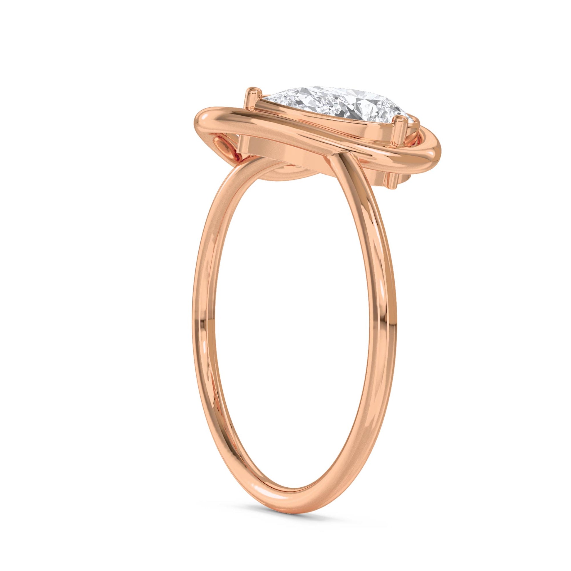 Pear Diamond Heart Loop Ring - Rose Gold - Pose 2