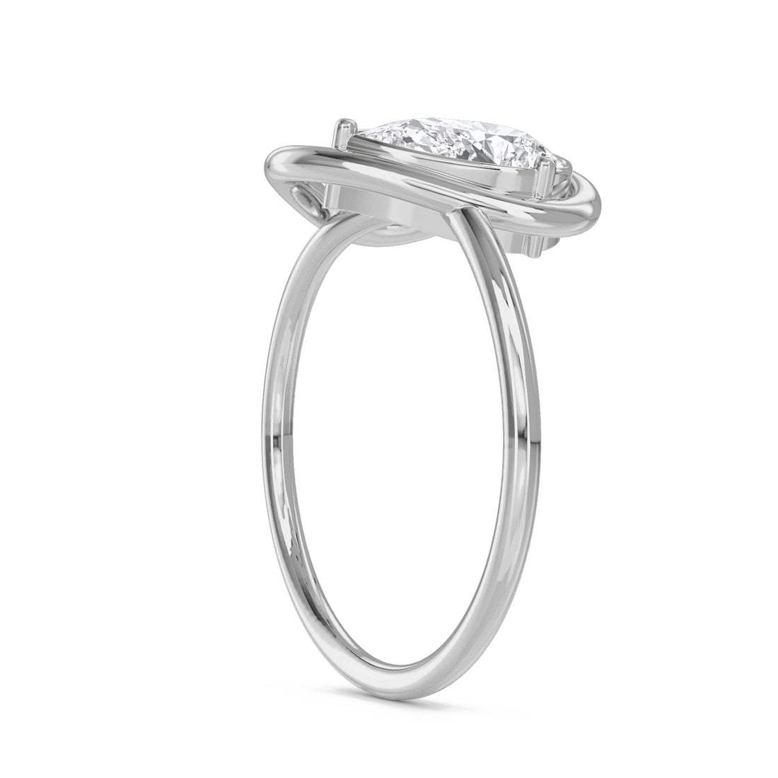 Heart Loop Pear Diamond Ring (Silver) - image 1